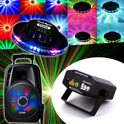 Lytor Karaoké 300W PARTY8 + OVNI LED RVB + Las jeu de lumière EGO Rouge/Vert