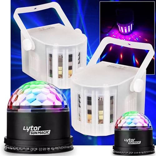 Lytor jeux de lumière effet 2 DERBY à 4 LEDs RGBW + Etriers fixations + 2 Astro SUNMAGIC RVB
