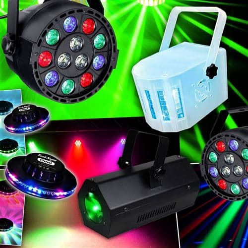 Lytor JEUX DE LUMIÈRES 2 PAR-MINI Ibiza + 2 OVNI UFO LED + 1 DERBY RGBW + 1 GOBO FLOWER