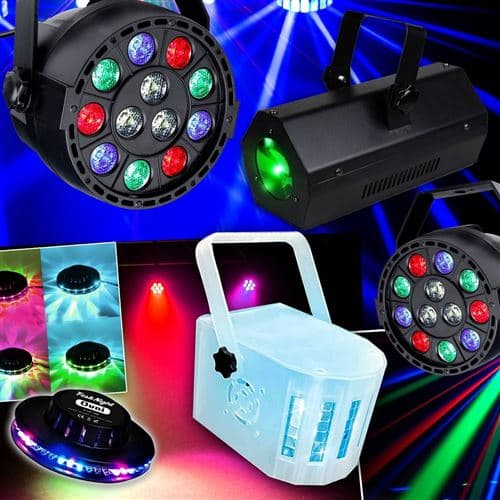 Lytor JEUX DE LUMIÈRES 2 PAR-MINI Ibiza + OVNI UFO 48 LEDS + 1 DERBY RGBW + 1 GOBO FLOWER