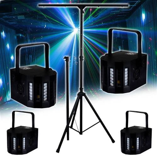 Lytor Sono DJ LIGHT Jeux de lumière 4 EFFETS DERBY Noir 4 LEDs RGBW + Portique