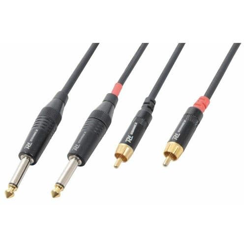 Power Dynamics PD Connex Câble Audio Cordon 2x Jack 6,35 Mâle Mono/2x RCA