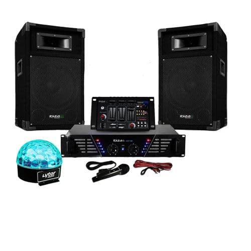 Ibiza Sound Sono ampli + enceintes 500W + Table de mixage + SIXMAGIC LED RVB