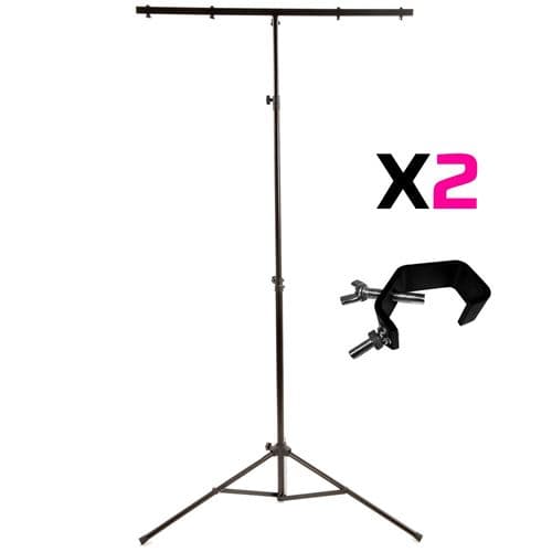 BEAMZ Portique jeux de lumière 2.6M avec barre en T, max 25kg + 2 crochets de fixations