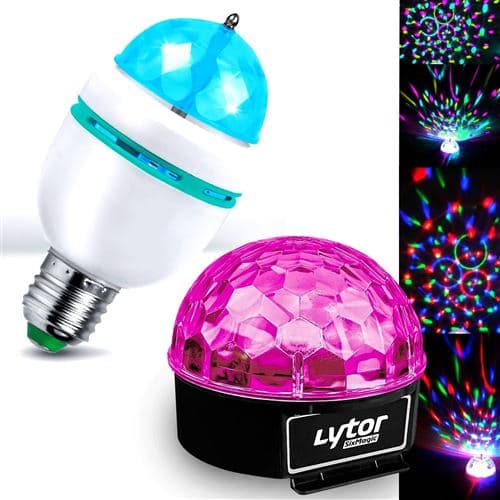 Lytor Ampoule Mini DIAMS RVBA Culot E-27 + Jeu de lumière SIXMAGIC