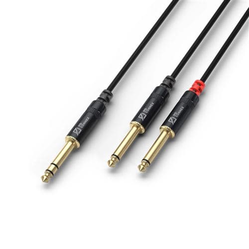Power Dynamics PD Connex câble audio cordon jack 6,35 mâle stéréo / 2 x Idéal pour relier votre table de mixage