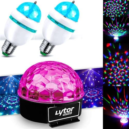 Lytor Ampoules Mini DIAMS RVBA Culot E-27 + Jeu de lumière SIXMAGIC
