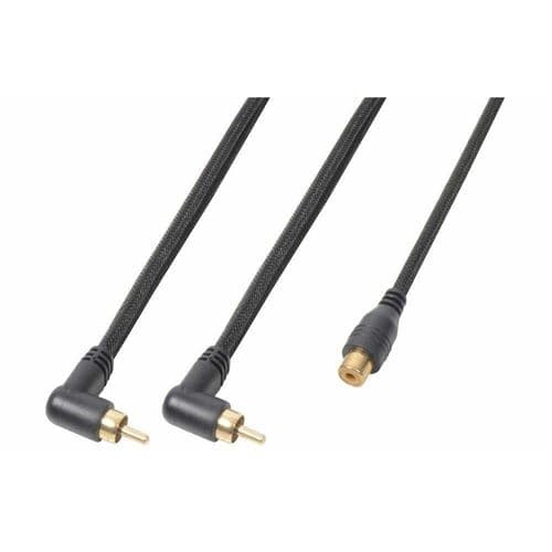Power Dynamics PD Connex Câble Audio Cordon 2x RCA Mâle Coudé/1x RCA Idéal pour Relier votre Ordinateur Portable, votre TV, Tablette, Smartphone…