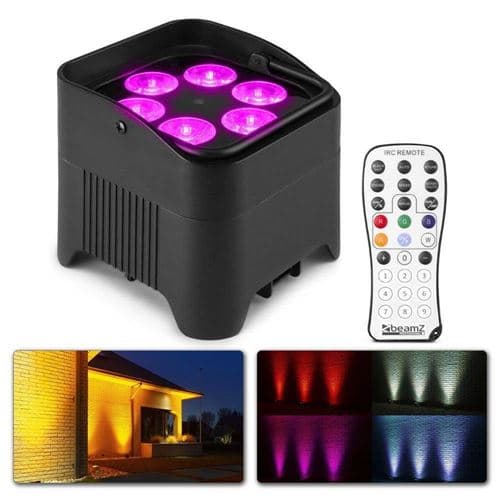 BEAMZ BBP96S Uplight sur Batterie RGBAW-UV DMX 72 Watts Noir