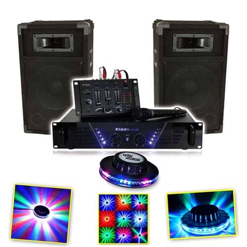 Ibiza Sound DJ-300 Kit de sonorisation DISCO 480W + RoundMagic LytOr LED RVB