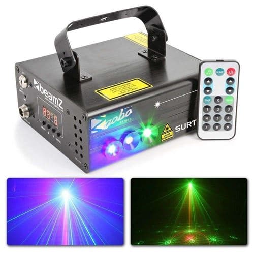 BEAMZ Surtur II Double Laser RG Gobo DMX IRC LED Bleue 3 W