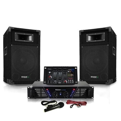 Ibiza Sound Sono DJ300-BT ampli + HP 500W Table de mix