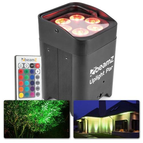 BEAMZ BBP96 Uplight PAR Projecteur sans fil de 6 LED UV RVBAB contrôle DMX / auto noir