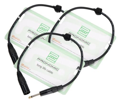 Pronomic Stage JMXM-0.5 câble audio mono jack/XLR 0,5m noir set de 3