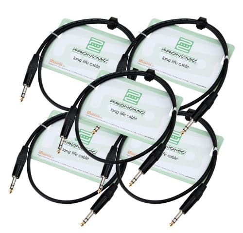 Pronomic Stage INSTS-1 câble jack 1 m stéréo, lot de 5