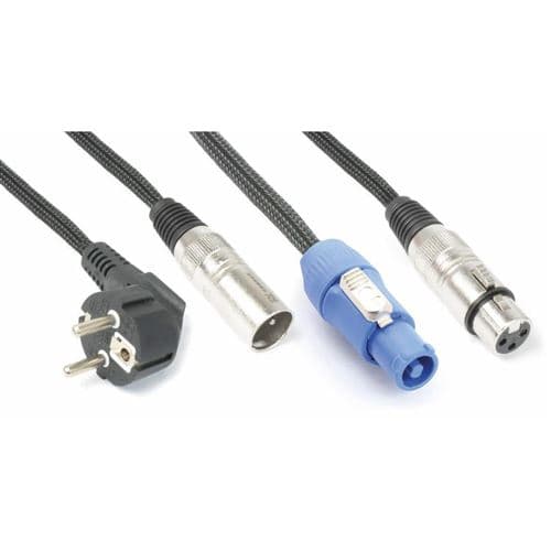 Power Dynamics PD Connex Câble Audio Combiné Cordon Schuko XLR M/Connecteur A XLR F