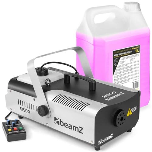 BEAMZ S1500 Machine à Fumée 1500W 295m³/minute DMX + 5l de Liquide