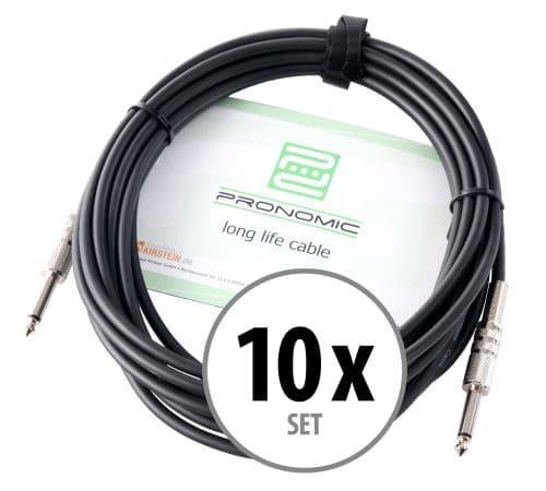 Pronomic Câble Instrument 6m noir jack. Set x 10