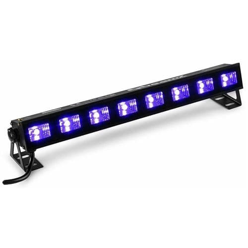 BEAMZ BUVW83 Barre lumineuse de 8 LED UV / blanc chaud commande séparée silencieux aluminium noir