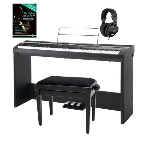 Classic Cantabile SP-150 BK piano de scène noir SET Deluxe y compris meuble, banquette et