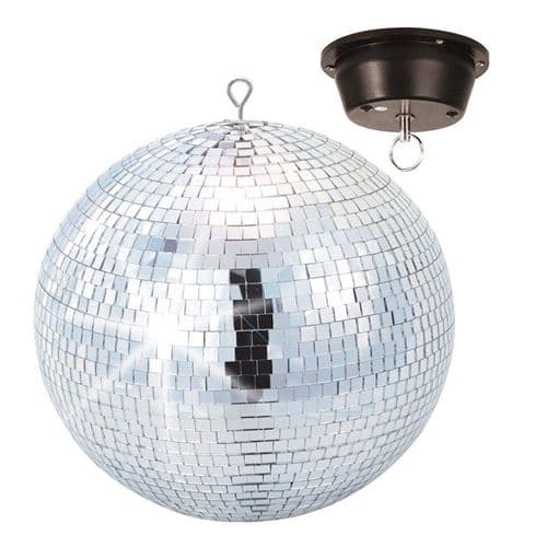 BEAMZ Fuzzix MB30M Boule à facettes 30 cm avec moteur, disco ball, boule discothèque, moteur 230V électrique, sphère en PVC